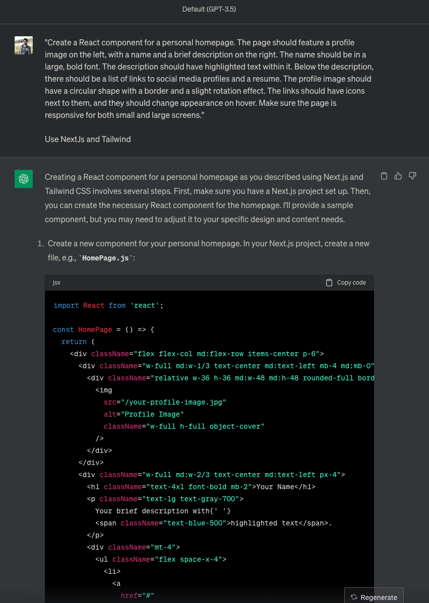 GPT building React components